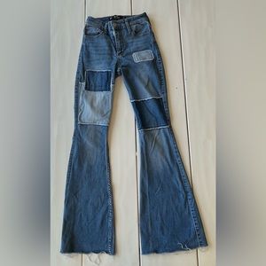 Women’s high rise patch flare jeans